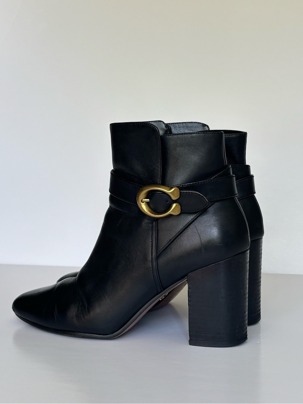 Coach Delaney Black Heeled Leather Boots (Size 38.5 / US 8B) - Picture 2 of 6